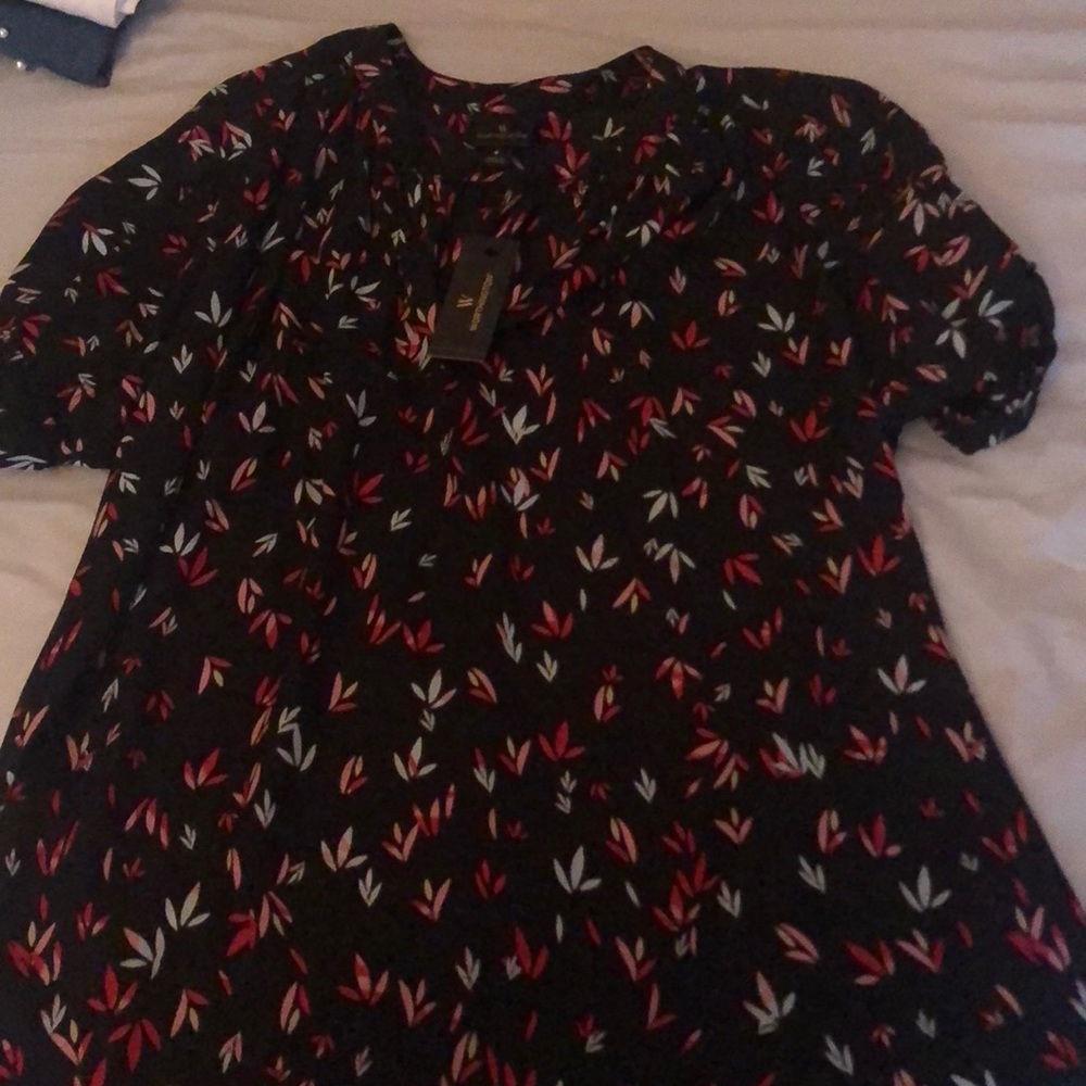 Patterned Black Loose Blouse